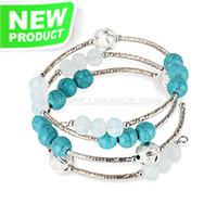 Silver plated green turquiose adjustable bracelet for women