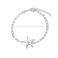 925 sterling silver star pearl bracelet setting