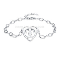 925 sterling silver double dolphin heart shape bracelet