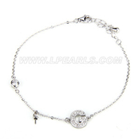 Latest 925 sterling silver bracelet G shape with zircons