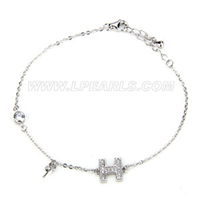 Latest 925 sterling silver bracelet H shape with zircons