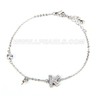Latest 925 sterling silver bracelet K shape with zircons