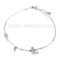 Latest 925 sterling silver bracelet L shape with zircons
