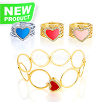 Special design 925 sterling silver heart bracelet and ring