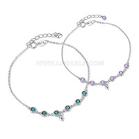 S925 sterling silver green purple CZ pearl bracelet fitting
