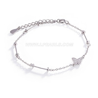 S925 sterling silver CZ butterfly pearl bracelet mounting