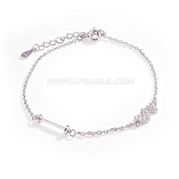 S925 sterling silver CZ love hearts pearl bracelet mounting