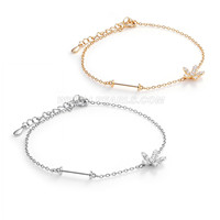 S925 sterling silver CZ flower pearl bracelet setting
