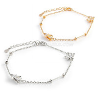 S925 sterling silver CZ leaf pearl bracelet mounting