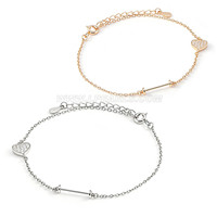 S925 sterling silver CZ hearts pearl bracelet mounting