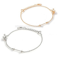S925 sterling silver CZ bowknot pearl bracelet fitting