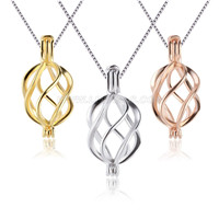 S925 sterling silver twist pearl cage pendant for women