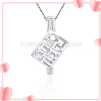 S925 sterling silver LOVE cube pearl cage pendant for women