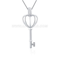 925 sterling silver girls heart key cage pendant