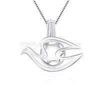 925 sterling silver Dove cage pendant