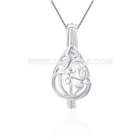 925 sterling silver tear drop cage pendant