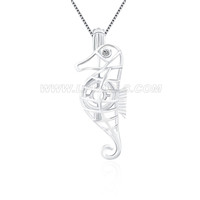925 sterling silver sea horse locket pendant
