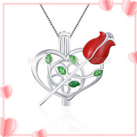 Fashion 925 sterling silver Rose heart cage pendant
