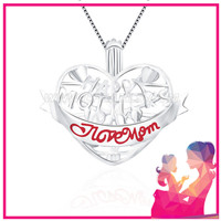 Mother's Day 925 sterling silver I love Mom cage pendant