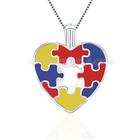 Infantile autism puzzle design 925 sterling silver cage pendant