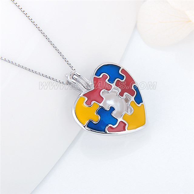 Infantile autism puzzle design 925 sterling silver cage pendant LP ...