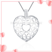 Romantic heart shape 925 sterling silver cage pendant