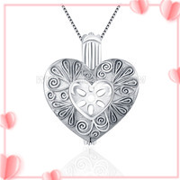 Beautiful heart shape 925 sterling silver cage pendant
