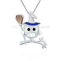 Interesting Halloween owl 925 sterling silver locket pendant
