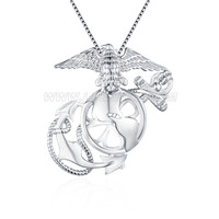 Newest 925 sterling silver marines badge cage pendant