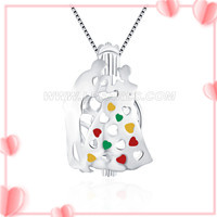 S925 sterling silver pearl cage necklace pendant for women