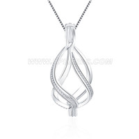 S925 sterling silver twist 14mm pearl cage pendant for women