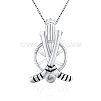 S925 sterling silver ice hockey pearl cage pendant for women