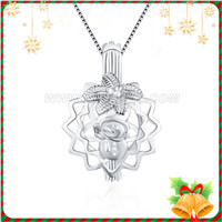 S925 sterling silver snowman pearl cage pendant for women