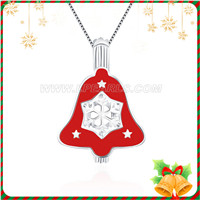 S925 sterling silver snowflake Christmas bell pearl cage pendant