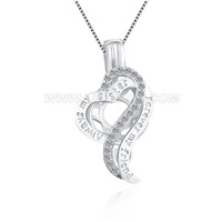 S925 sterling silver heart pearl cage pendant for Sister