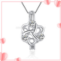S925 sterling silver love hearts pearl cage pendant