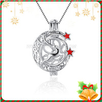 S925 sterling silver running deer pearl cage pendant