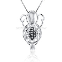 925 sterling silver Halloween spider pearl cage pendant