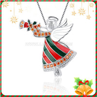 925 sterling silver Christmas Angel pearl cage pendant