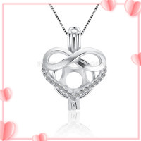 925 sterling silver CZ max love heart pearl cage pendant