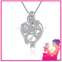 925 sterling silver zircon love hearts clover cage pendant