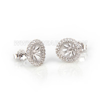 Fashion 925 sterling silver round flower pearl earrings fitting
