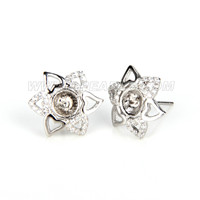 Fashion 925 sterling silver heart petal flower earring fitting