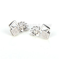 925 sterling silver CZ pearl women earrings fitting