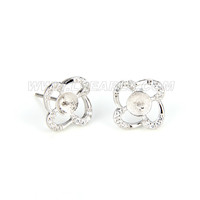 925 sterling silver CZ clover pearl earrings fitting for women