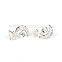 925 sterling silver moon and star pearl earrings fittings