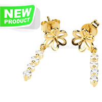 925 sterling silver yellow gold plated CZ women earrings fitting