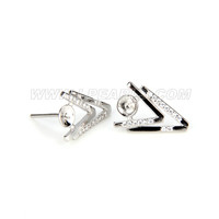 Fashion 925 sterling silver double V pearl earrings fitting