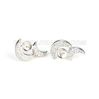 925 sterling silver double moon pearl earrings fitting