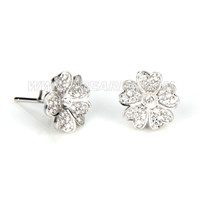 925 sterling silver CZ bloom women stud earrings fitting